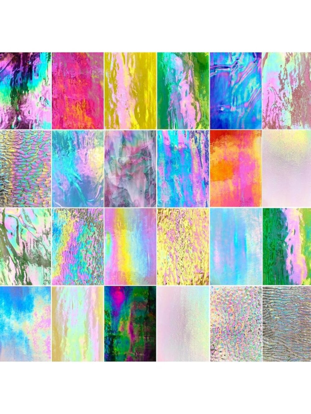 Iridescent Stained Glass Sheets Variety Pack - 24 Sheets for Home Decor & Crafts